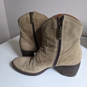 Vintage Suede Boots With Block Heel